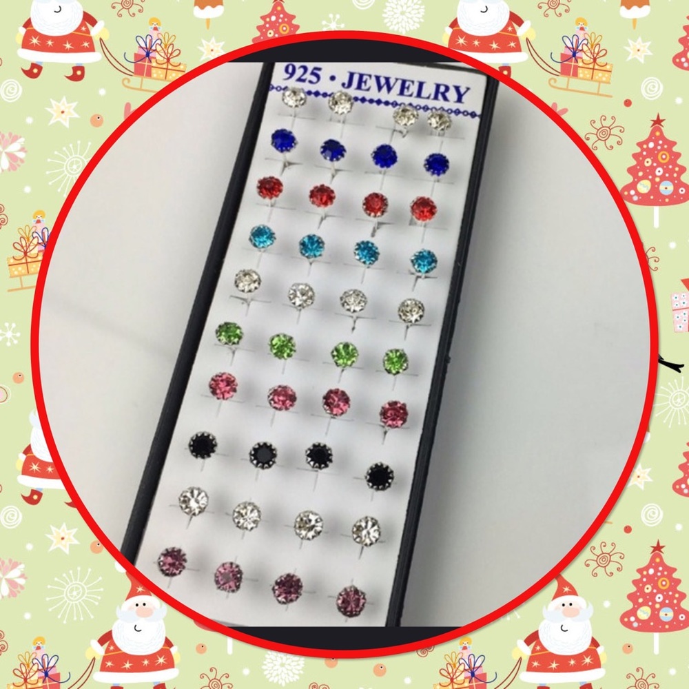 🌈New❤️❤️10 pair of Multicolored 925 SS Studs🎉